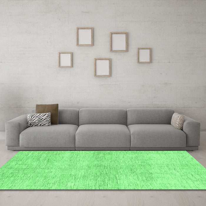 Machine Washable Abstract Emerald Green Modern Area Rugs in a Living Room,, wshabs3425emgrn