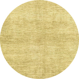 Round Machine Washable Abstract Yellow Rug, wshabs3425