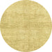 Round Machine Washable Abstract Yellow Rug, wshabs3425