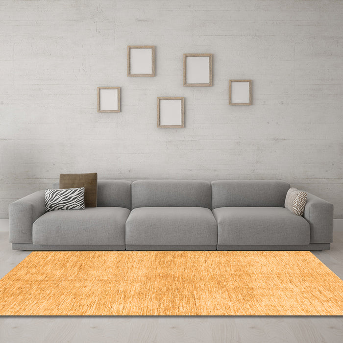 Machine Washable Abstract Orange Modern Area Rugs in a Living Room, wshabs3425org