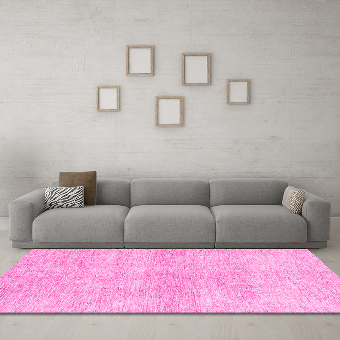 Machine Washable Abstract Pink Modern Rug in a Living Room, wshabs3425pnk