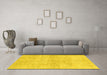 Machine Washable Abstract Yellow Modern Rug in a Living Room, wshabs3425yw