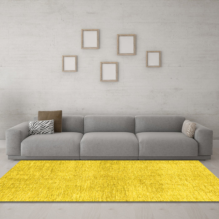 Machine Washable Abstract Yellow Modern Rug in a Living Room, wshabs3425yw