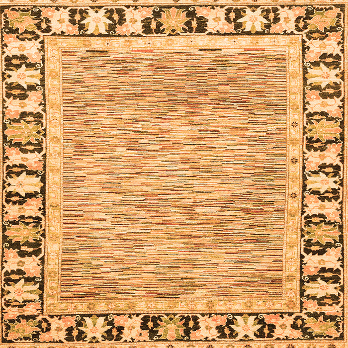 Square Machine Washable Abstract Orange Modern Area Rugs, wshabs3426org
