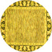 Round Abstract Yellow Modern Rug, abs3426yw