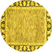 Round Machine Washable Abstract Yellow Modern Rug, wshabs3426yw