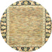 Round Machine Washable Abstract Brown Rug, wshabs3426