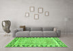 Machine Washable Abstract Green Modern Area Rugs in a Living Room,, wshabs3426grn