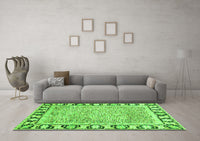 Machine Washable Abstract Green Modern Rug, wshabs3426grn