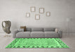 Machine Washable Abstract Emerald Green Modern Area Rugs in a Living Room,, wshabs3426emgrn