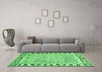 Machine Washable Abstract Emerald Green Modern Rug, wshabs3426emgrn