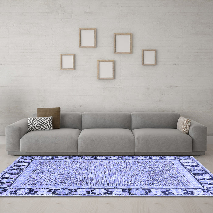 Machine Washable Abstract Blue Modern Rug in a Living Room, wshabs3426blu