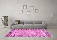 Machine Washable Abstract Pink Modern Rug, wshabs3426pnk