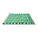 Sideview of Machine Washable Abstract Turquoise Modern Area Rugs, wshabs3426turq