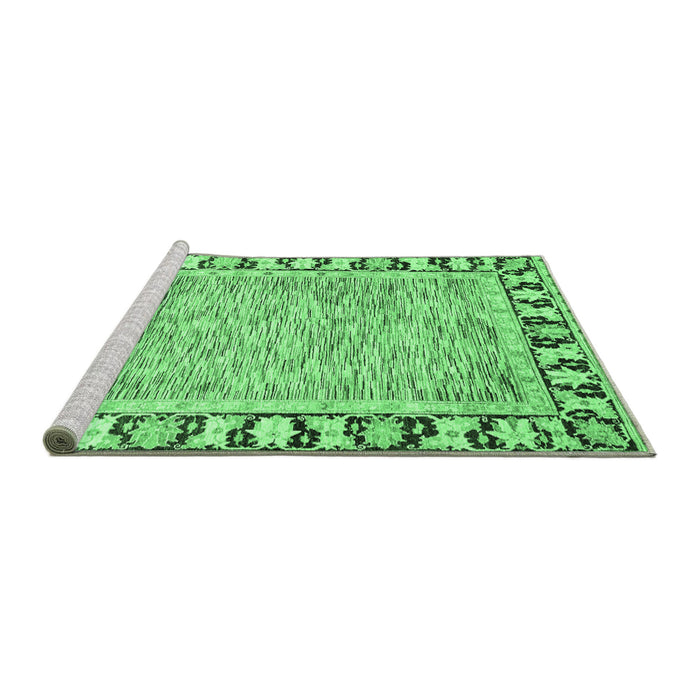 Sideview of Machine Washable Abstract Emerald Green Modern Area Rugs, wshabs3426emgrn