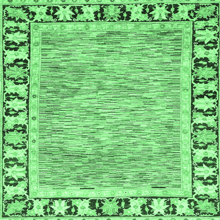 Square Abstract Emerald Green Modern Rug, abs3426emgrn