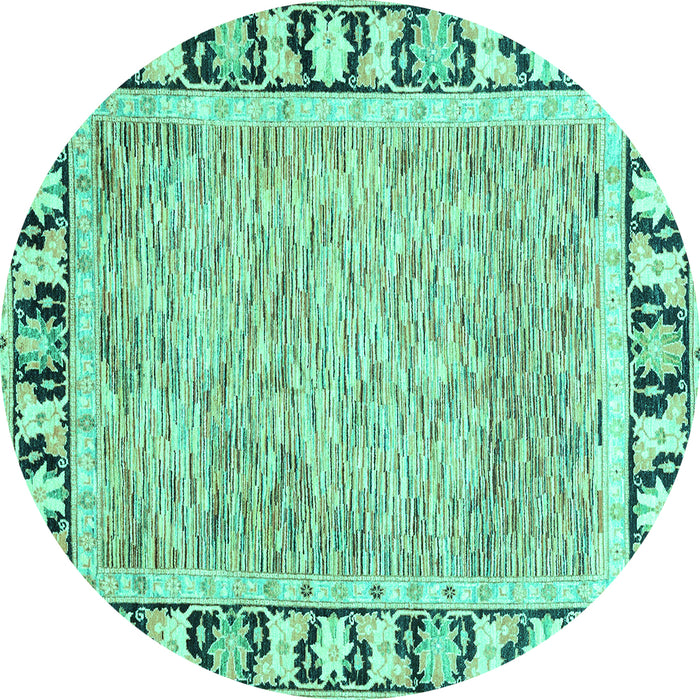 Round Machine Washable Abstract Turquoise Modern Area Rugs, wshabs3426turq