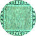 Round Machine Washable Abstract Turquoise Modern Area Rugs, wshabs3426turq