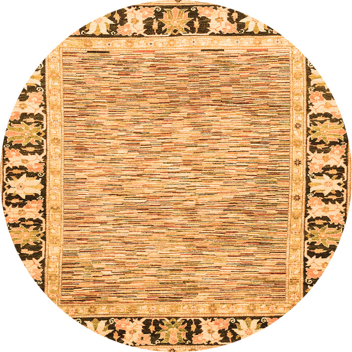 Round Abstract Orange Modern Rug, abs3426org
