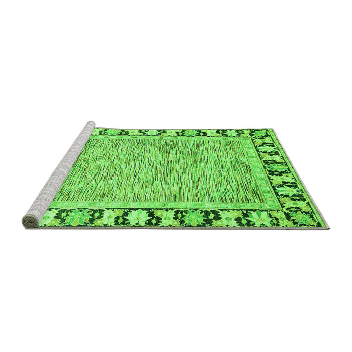 Sideview of Machine Washable Abstract Green Modern Area Rugs, wshabs3426grn