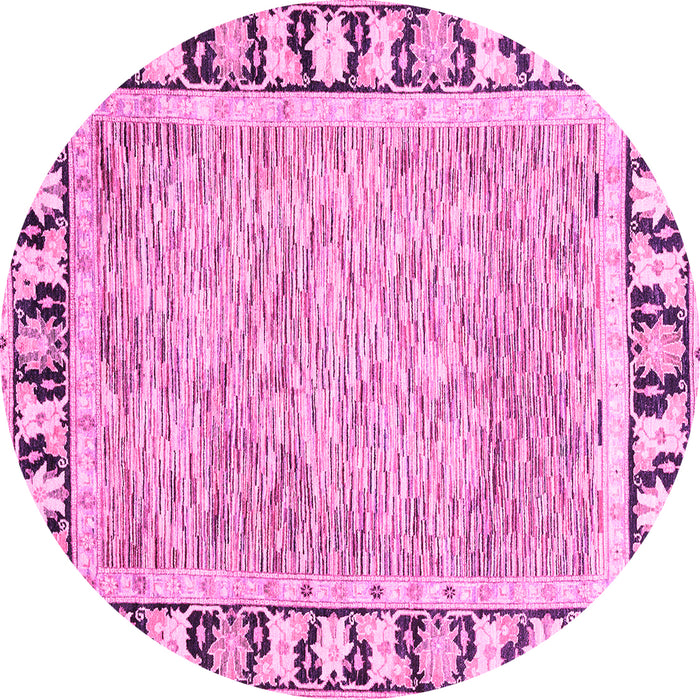Round Abstract Pink Modern Rug, abs3426pnk