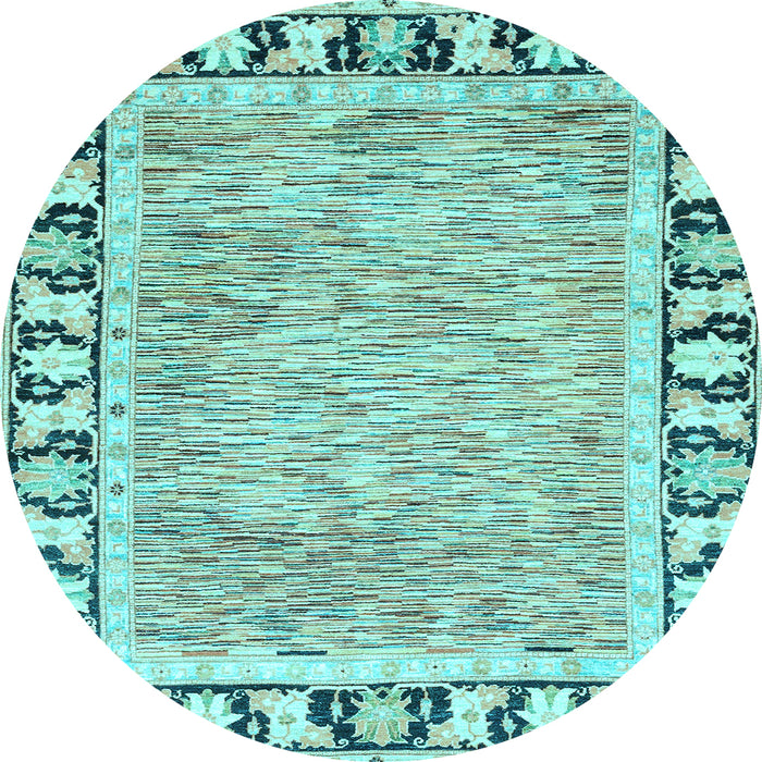 Round Machine Washable Abstract Light Blue Modern Rug, wshabs3426lblu