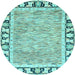 Round Machine Washable Abstract Light Blue Modern Rug, wshabs3426lblu