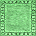 Square Machine Washable Abstract Emerald Green Modern Area Rugs, wshabs3426emgrn