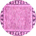 Round Machine Washable Abstract Pink Modern Rug, wshabs3426pnk