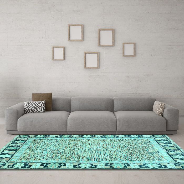 Machine Washable Abstract Light Blue Modern Rug in a Living Room, wshabs3426lblu