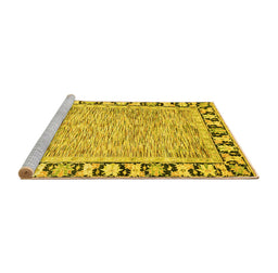 Sideview of Machine Washable Abstract Yellow Modern Rug, wshabs3426yw