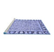 Sideview of Machine Washable Abstract Blue Modern Rug, wshabs3426blu