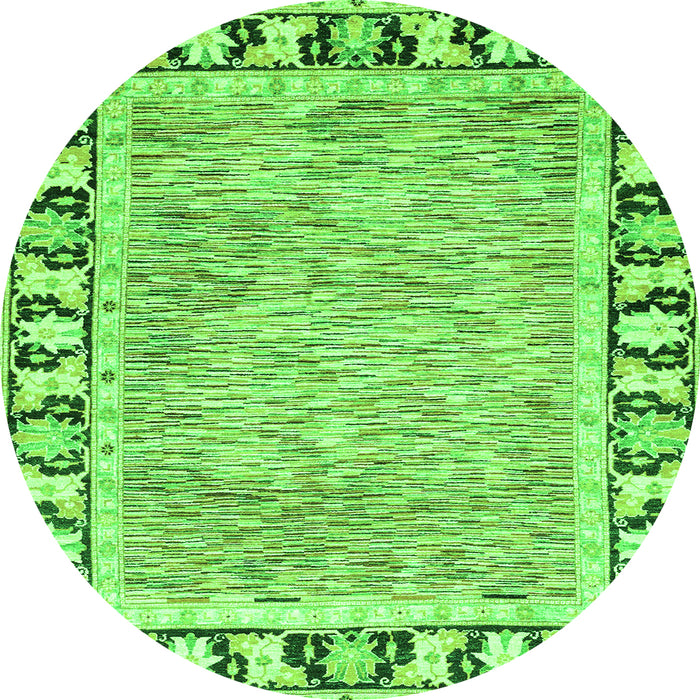 Round Machine Washable Abstract Green Modern Area Rugs, wshabs3426grn