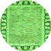 Round Machine Washable Abstract Green Modern Area Rugs, wshabs3426grn