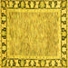 Square Machine Washable Abstract Yellow Modern Rug, wshabs3426yw