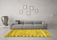 Machine Washable Abstract Yellow Modern Rug, wshabs3426yw