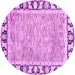 Round Machine Washable Abstract Purple Modern Area Rugs, wshabs3426pur