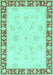 Machine Washable Oriental Turquoise Traditional Area Rugs, wshabs3427turq