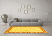 Machine Washable Oriental Yellow Traditional Rug in a Living Room, wshabs3427yw