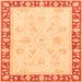 Square Machine Washable Oriental Orange Traditional Area Rugs, wshabs3427org