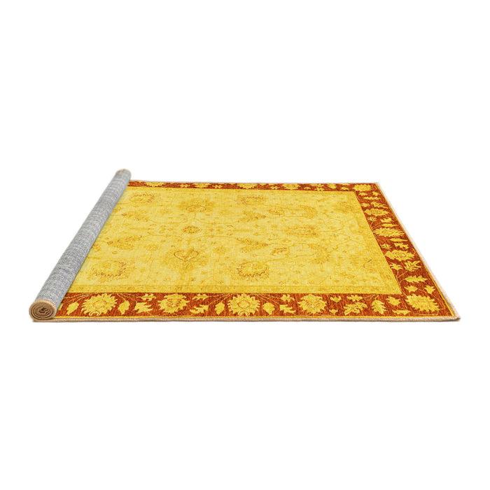 Sideview of Machine Washable Oriental Yellow Traditional Rug, wshabs3427yw
