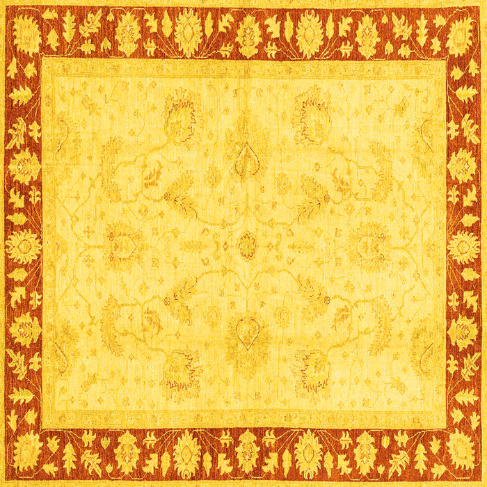 Square Oriental Yellow Traditional Rug, abs3427yw
