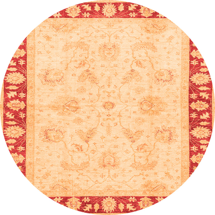 Round Oriental Orange Traditional Rug, abs3427org