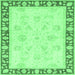 Square Machine Washable Oriental Emerald Green Traditional Area Rugs, wshabs3427emgrn