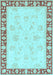 Machine Washable Oriental Light Blue Traditional Rug, wshabs3427lblu