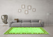 Machine Washable Oriental Green Traditional Area Rugs in a Living Room,, wshabs3427grn