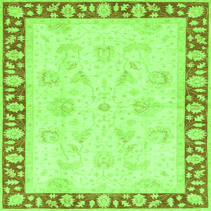 Square Oriental Green Traditional Rug, abs3427grn
