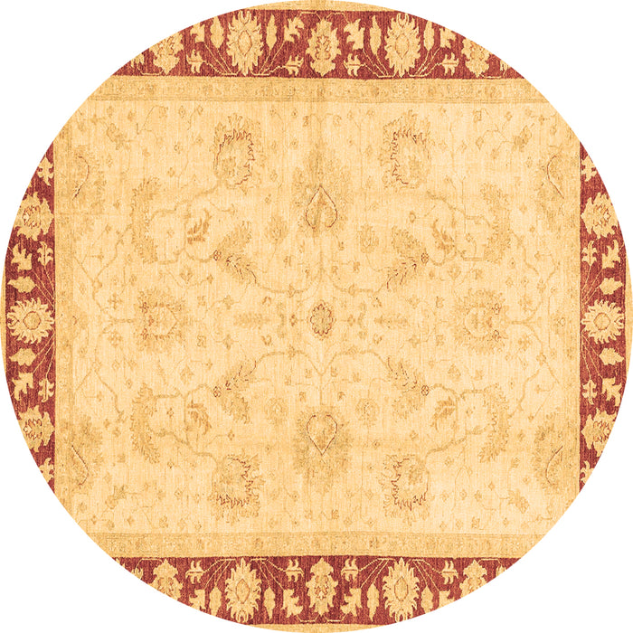 Round Oriental Brown Traditional Rug, abs3427brn
