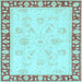 Square Oriental Light Blue Traditional Rug, abs3427lblu