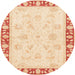 Round Abstract Sun Yellow Oriental Rug, abs3427